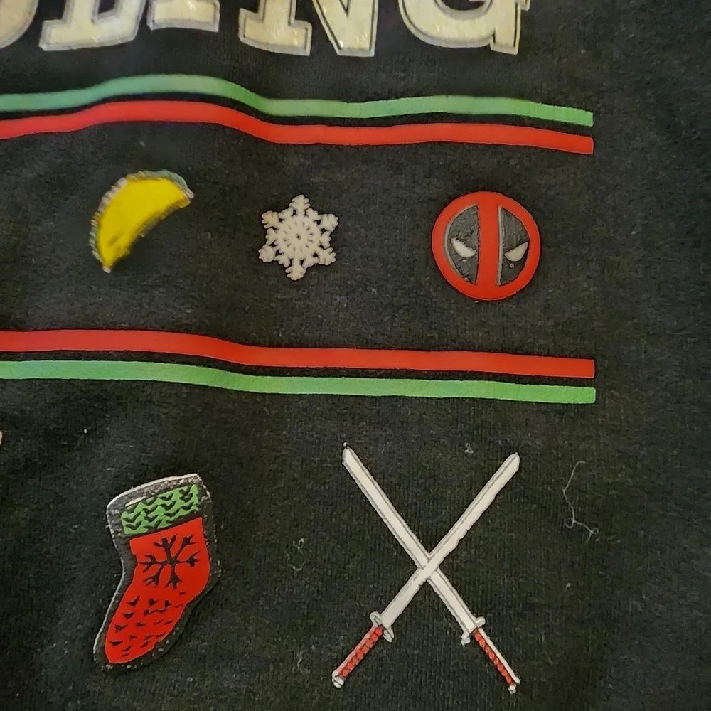 Ugly Christmas Sweater Deadpool Season For Cuddling Size S Black‎ - Picture 9 of 9